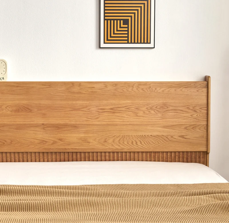 BedGrove Natural Oak Wood Fluted Bed Frame