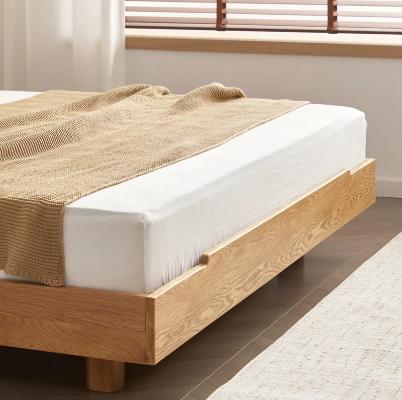 BedGrove Natural Oak Wood Fluted Bed Frame