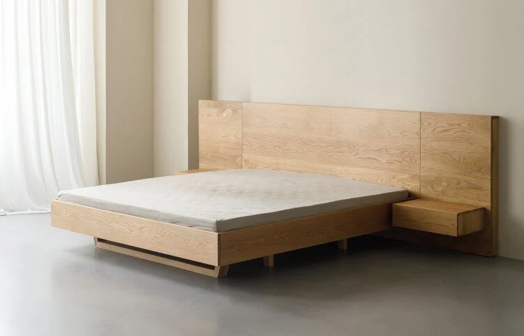 Japandi Low Profile Platform Oak Wood Bed