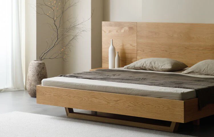 Japandi Low Profile Platform Oak Wood Bed