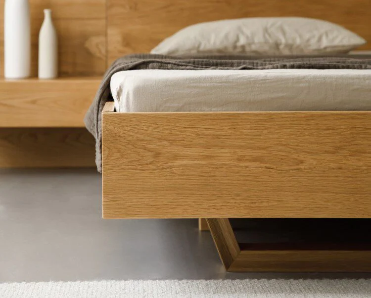 Japandi Low Profile Platform Oak Wood Bed