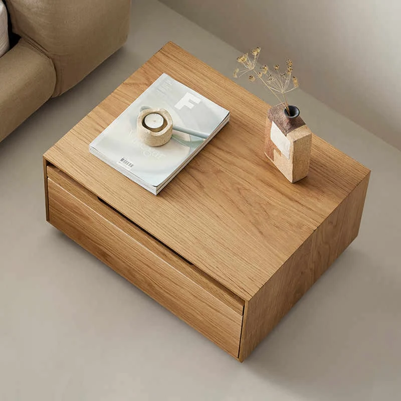 Japandi Minimalist White Oak Wood Nightstand