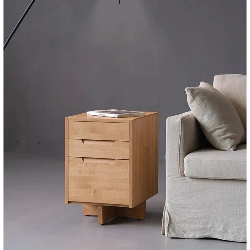 Sleek Oak Wood End Table with Unique Legs
