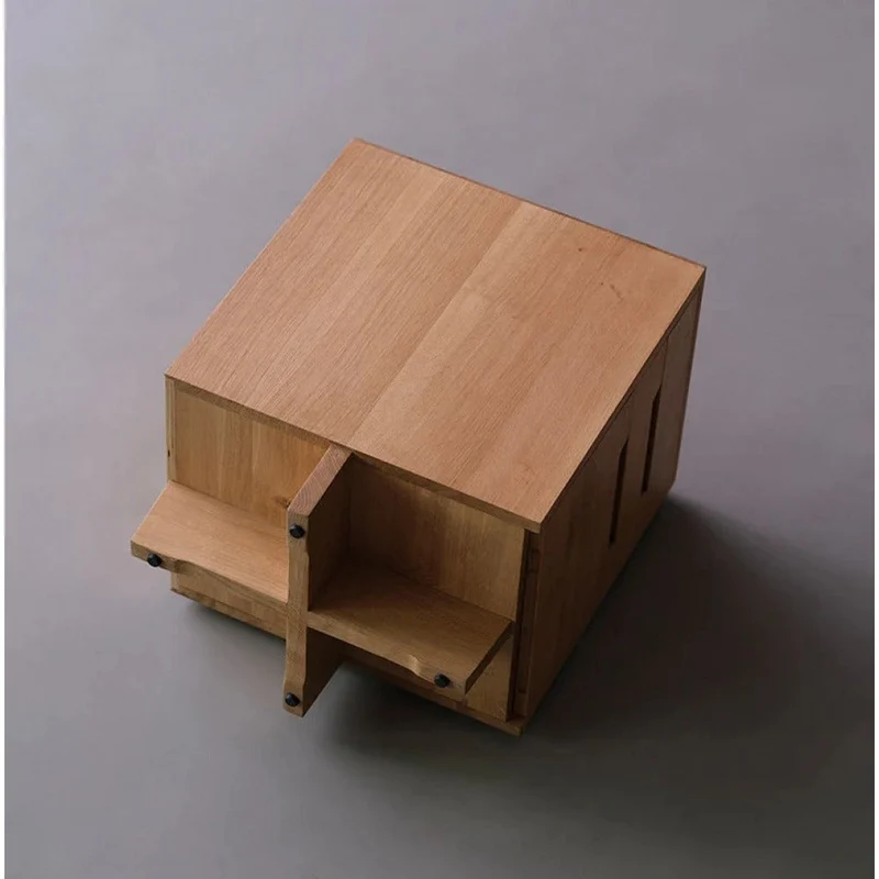 Sleek Oak Wood End Table with Unique Legs