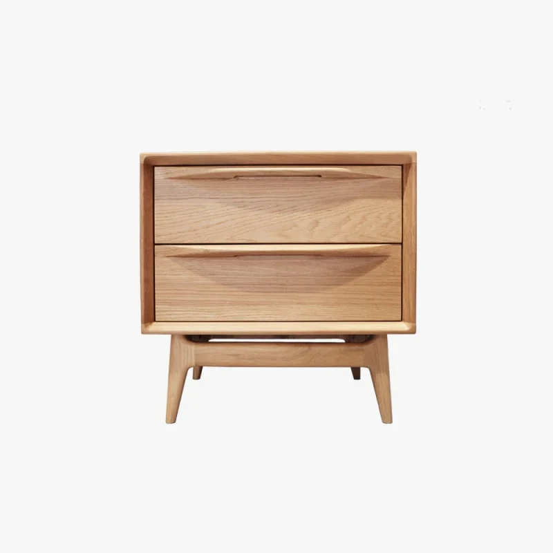Charming Oak Wood Nightstand with 2 Drawers