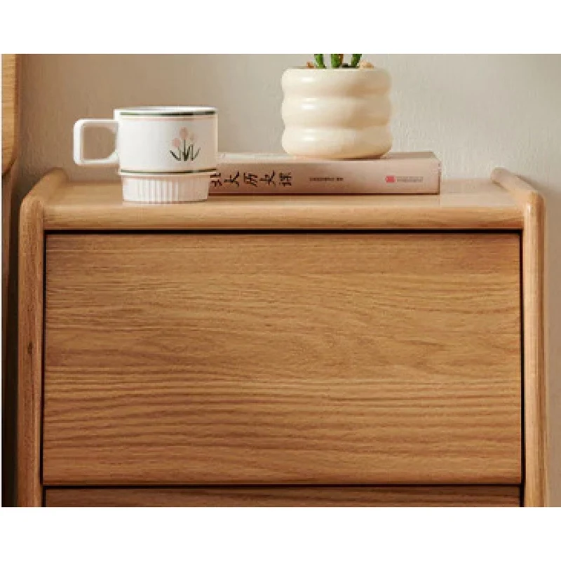 Clean Lines White Oak Wood Bedside Table