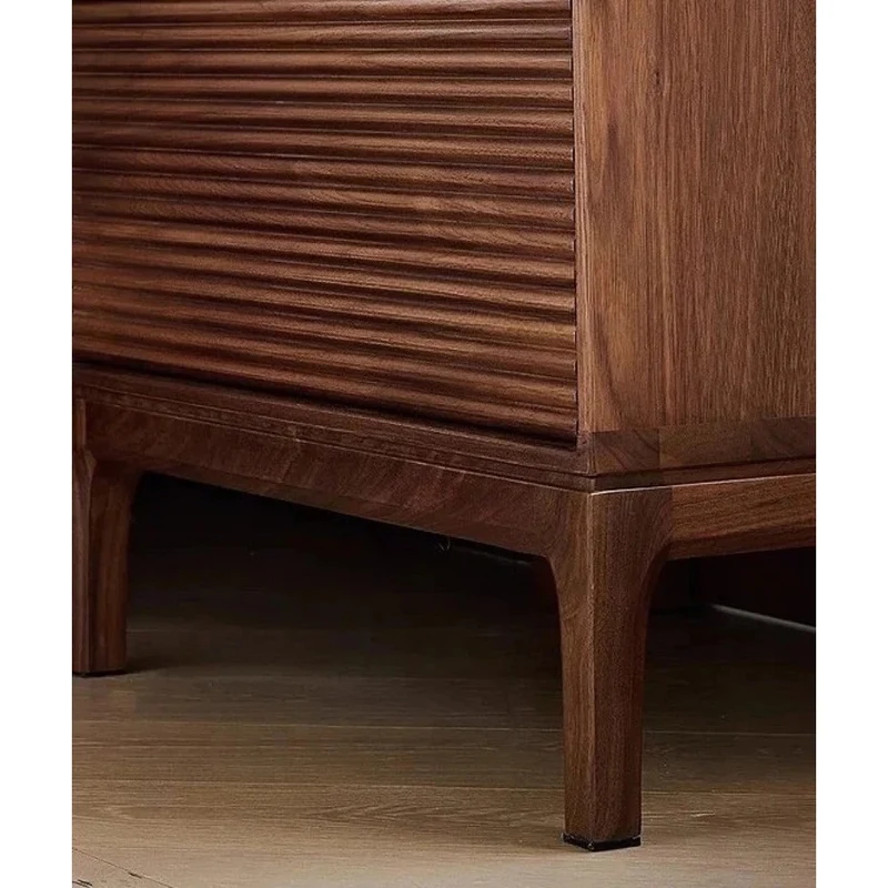 Shutters Door Walnut Wood Nightstand