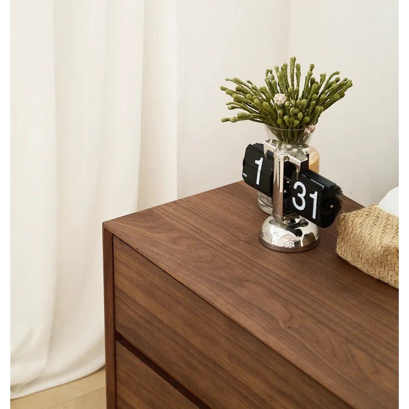 Minimalist Black Walnut Wood Bedside Table
