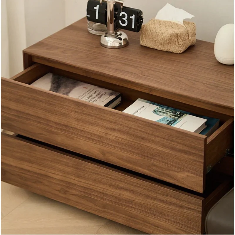Minimalist Black Walnut Wood Bedside Table