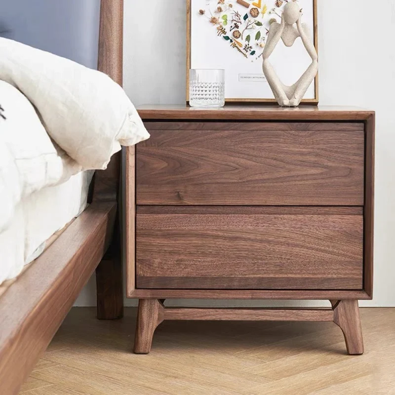 Artisan Dual Drawer Black Walnut Wood Nightstand