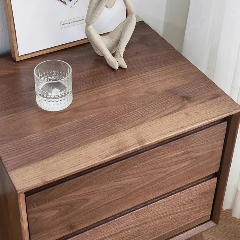 Artisan Dual Drawer Black Walnut Wood Nightstand