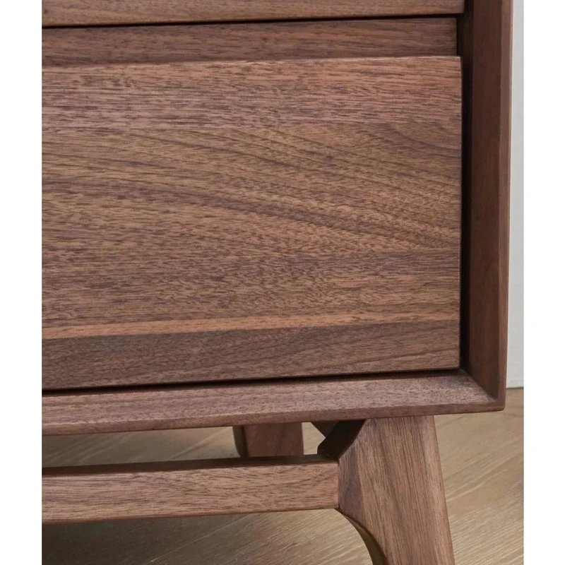 Artisan Dual Drawer Black Walnut Wood Nightstand