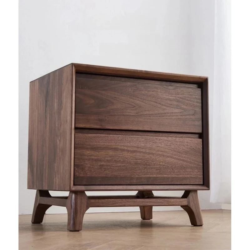 Artisan Dual Drawer Black Walnut Wood Nightstand