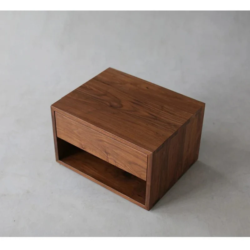 Chic Minimal Black Walnut Wood Nightstand