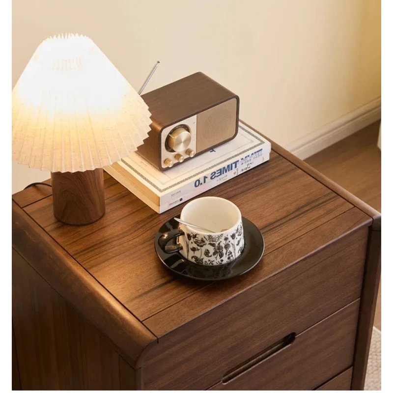 Bespoke 3 Drawers Black Walnut Wood Bedside Table