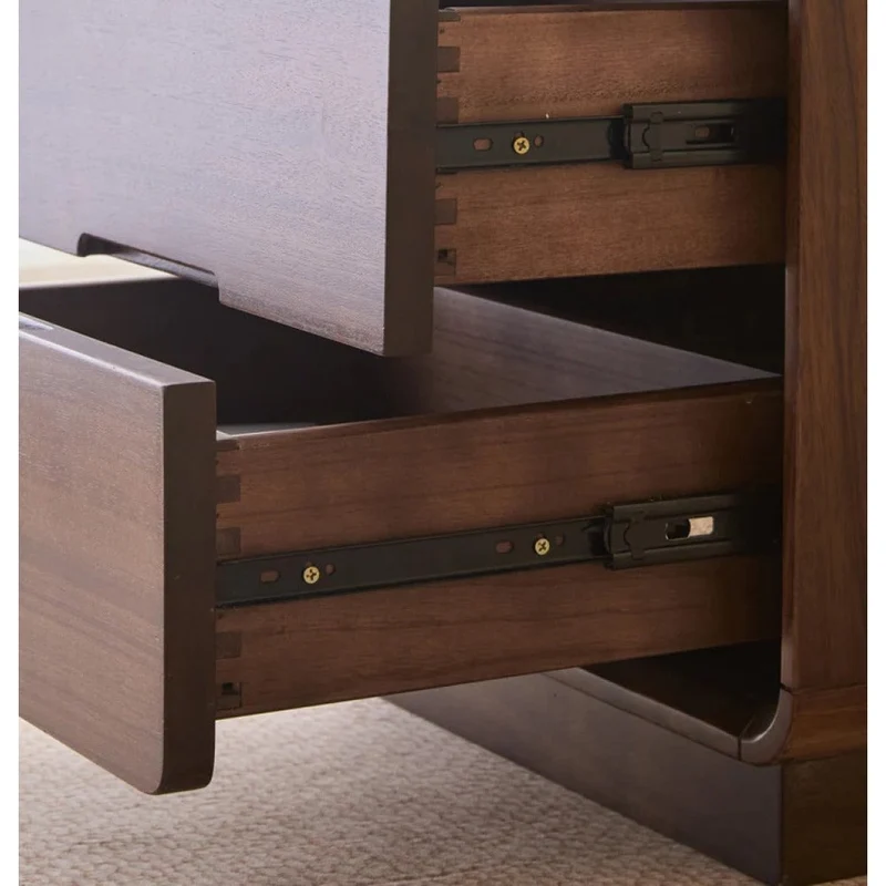 Bespoke 3 Drawers Black Walnut Wood Bedside Table