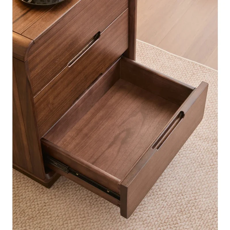 Bespoke 3 Drawers Black Walnut Wood Bedside Table