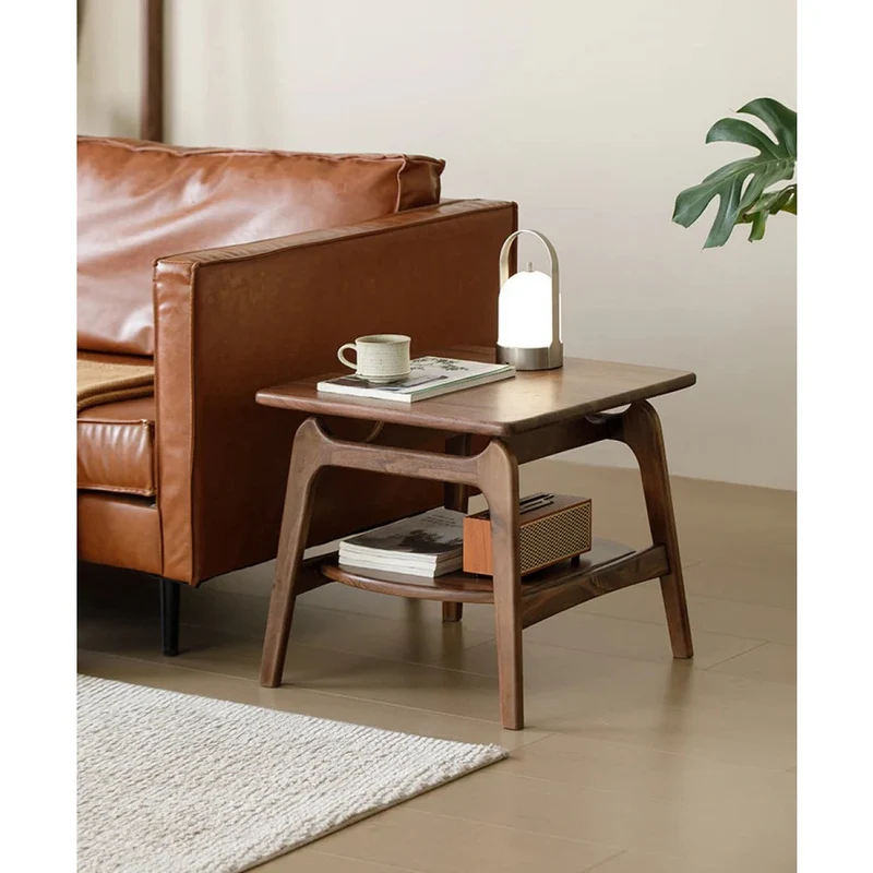 Danish Vintage Dual Walnut Wood End Table