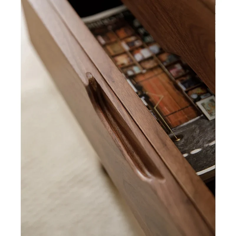Clean Design Walnut Wood Nightstand with 2 Drawers
