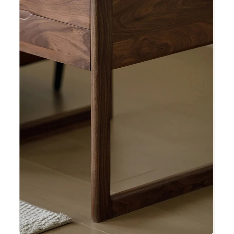 Clean Design Walnut Wood Nightstand with 2 Drawers