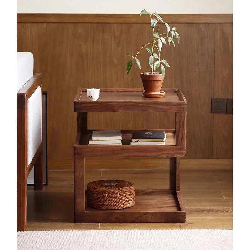 Creative Geometry Black Walnut Wood Side Table