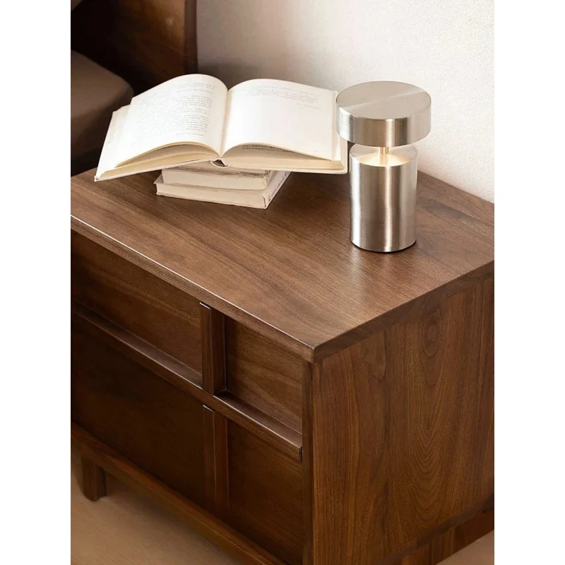 Stylish Cross Design Walnut Wood Nightstand