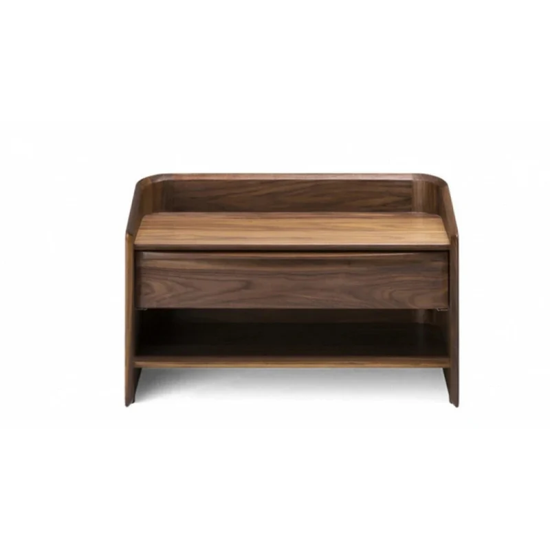 Elegant Walnut Wood Nightstand with Open Space