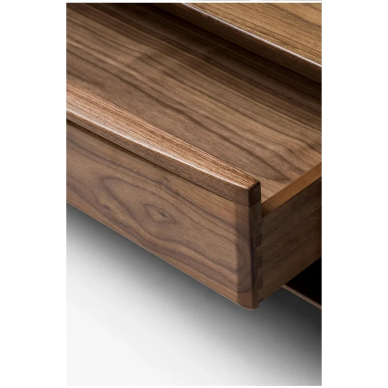 Elegant Walnut Wood Nightstand with Open Space
