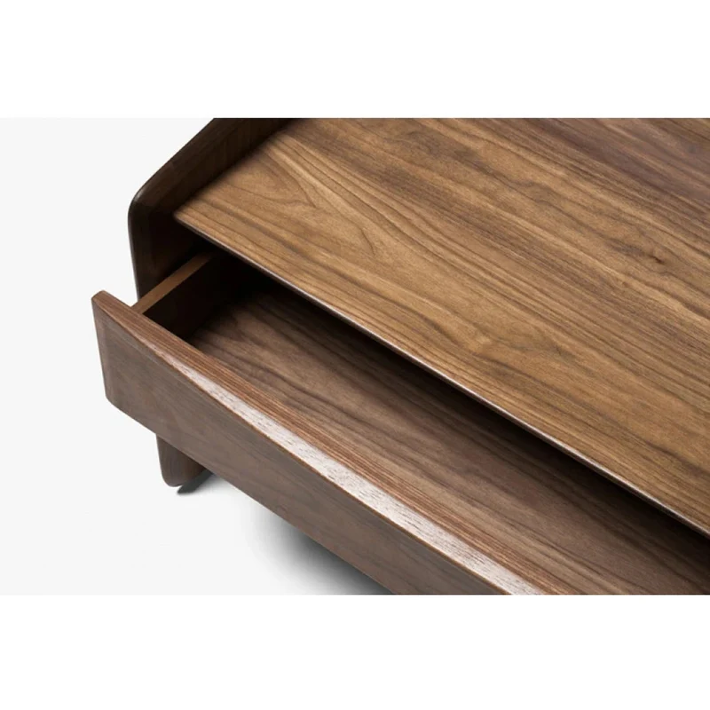 Elegant Walnut Wood Nightstand with Open Space