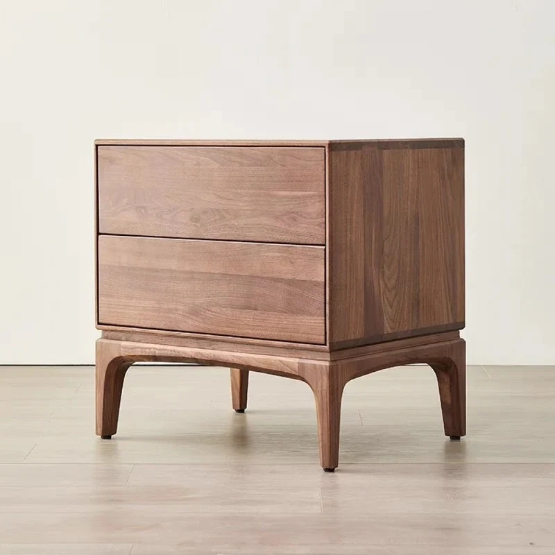 Charming Walnut Wood Nightstand with a Drawer