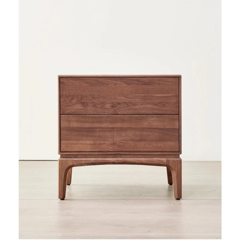 Charming Walnut Wood Nightstand with a Drawer
