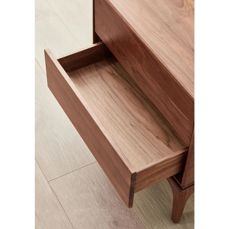 Charming Walnut Wood Nightstand with a Drawer