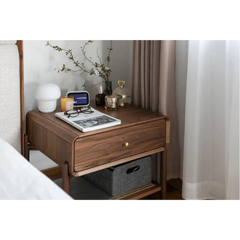 Seraph Dual Layer Black Walnut Wood Nightstand