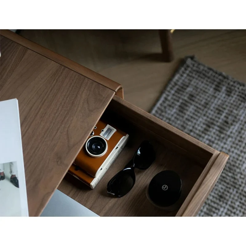 Seraph Dual Layer Black Walnut Wood Nightstand