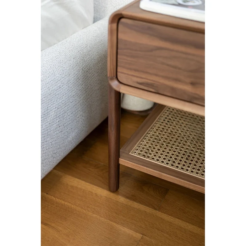 Seraph Dual Layer Black Walnut Wood Nightstand