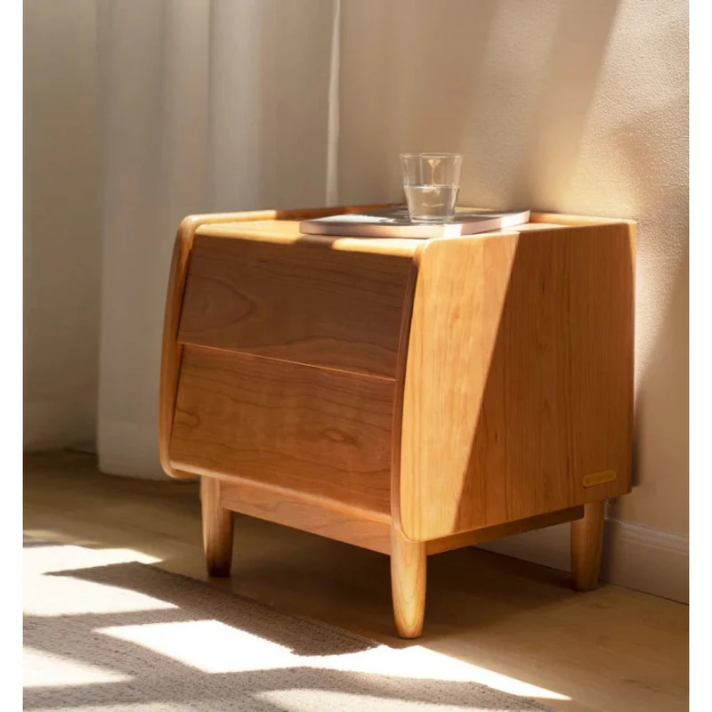 Soft Curves Cherry Wood Nightstand