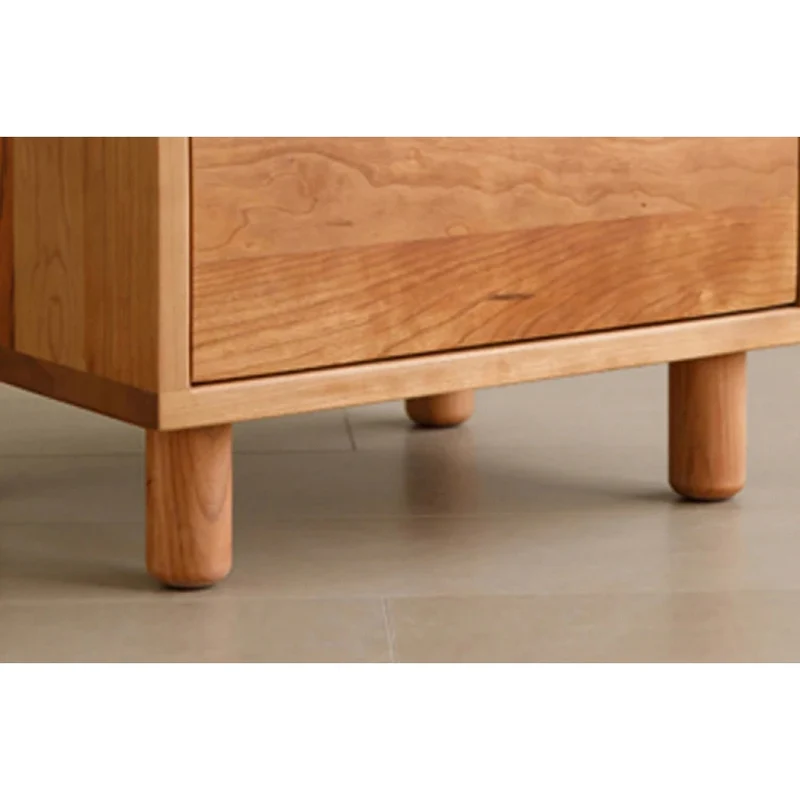 Artisan Crafted Round Leg Cherry Wood Bedside Table