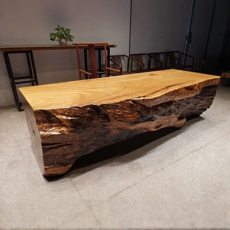 Cylindrical Large Solid Wood Table