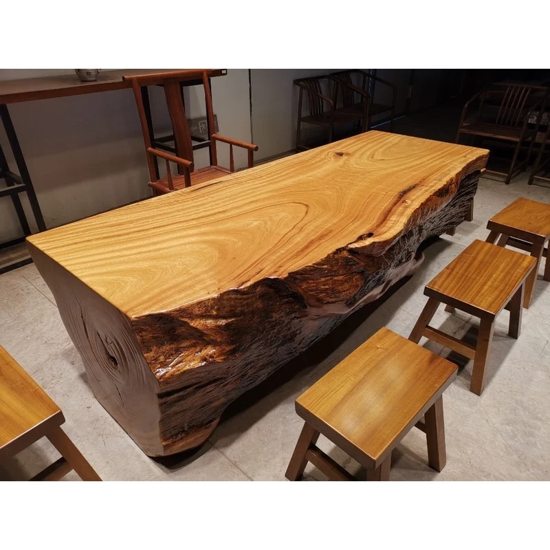 Cylindrical Large Solid Wood Table
