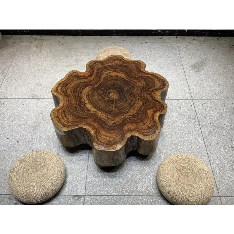 Wildflower Shape Brown Drum Coffee Table