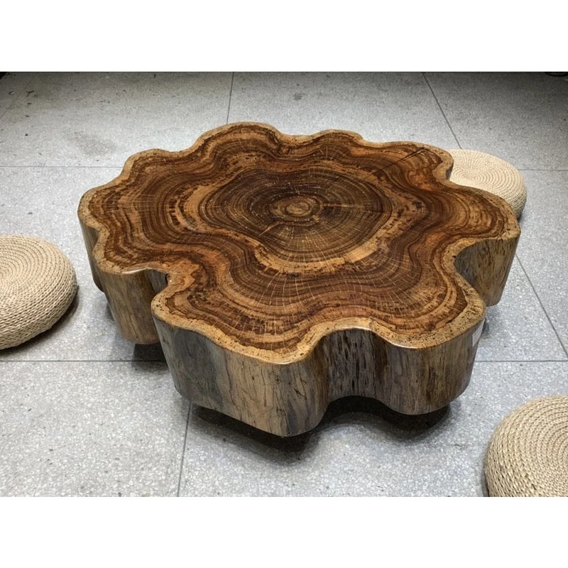 Wildflower Shape Brown Drum Coffee Table