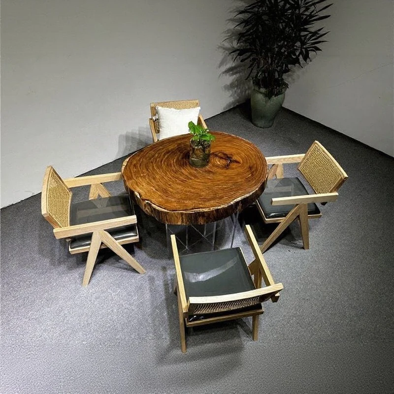 Live Edge Teak Wood Round Coffee Table