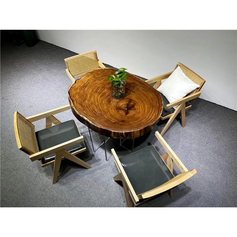 Live Edge Teak Wood Round Coffee Table