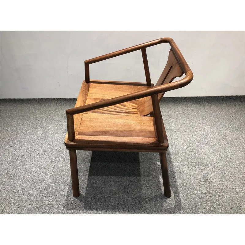 Handmade Unique Low Back Solid Wood Arm Chair
