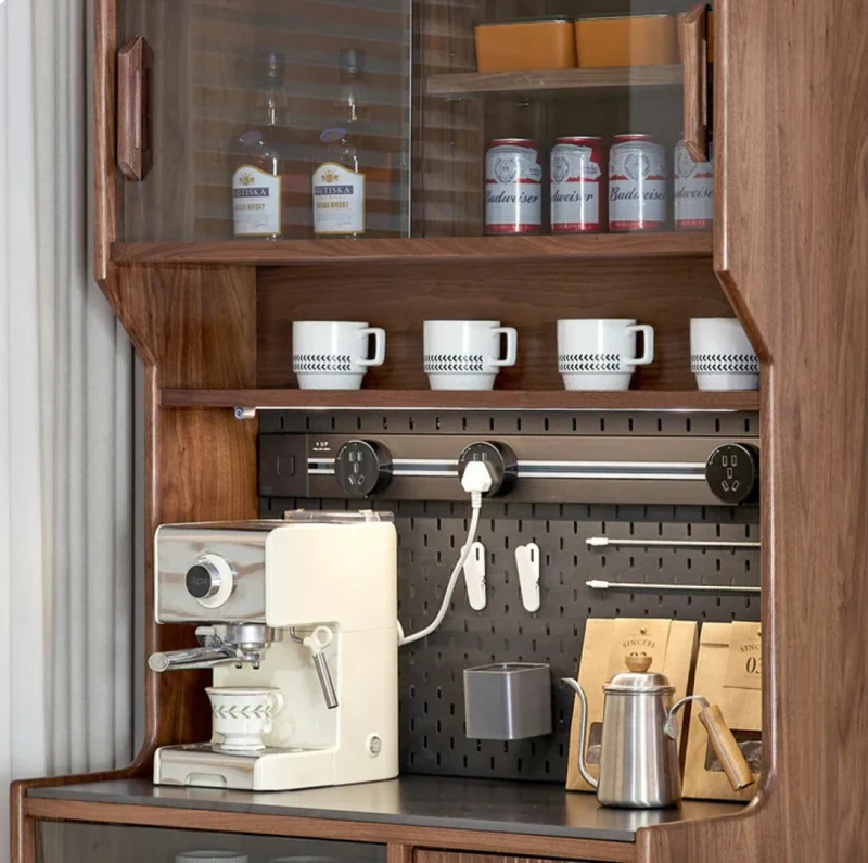 Aurum Narrow Walnut Wood Buffet Server with 3 Drawers and Opening Doors