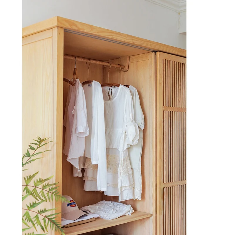 Japanese Style Grille Door Ash Wood Wardrobe