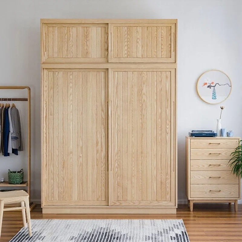 Sage Dual Storage Space Ash Wood Wardrobe