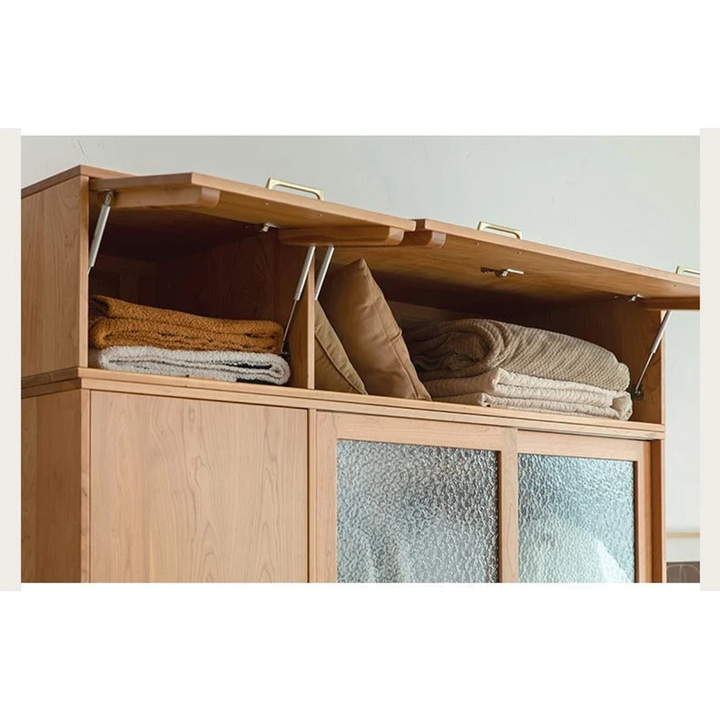Sleek Sliding Door Cherry Wood Wardrobe