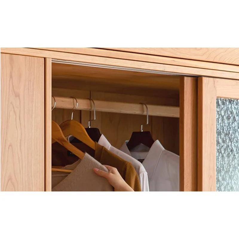 Sleek Sliding Door Cherry Wood Wardrobe