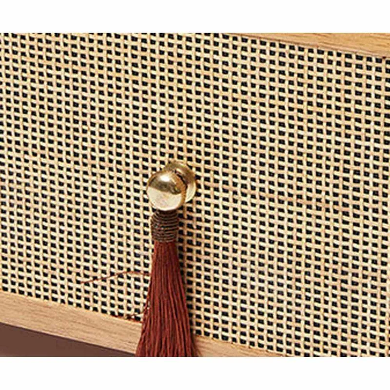 Bespoke High-End Rattan Cherry Wood Wardrobe